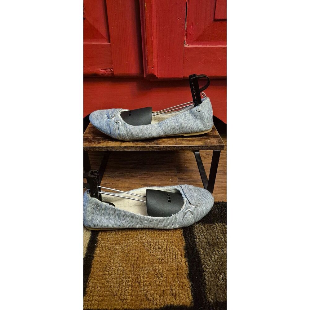 Y2K Roxy 9.5 Heather Gray Slip on Flats Shoe Fleece Lind Comfort Toe Grommet EUC